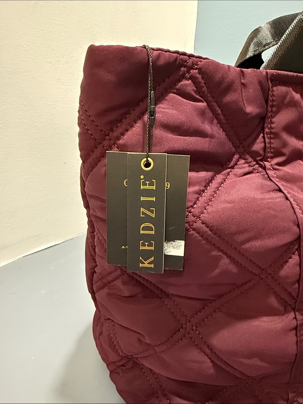 Kedzie Quilted Tote in Plum - Picture 2 of 6